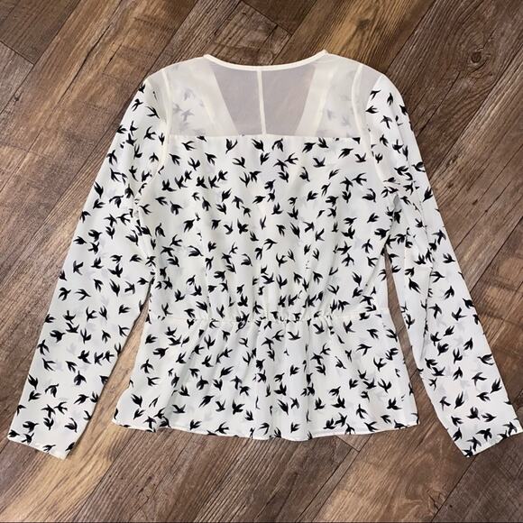 Cooper & Ella Sparrow Bird Print Peplum Top Size Small - Picture 8 of 12